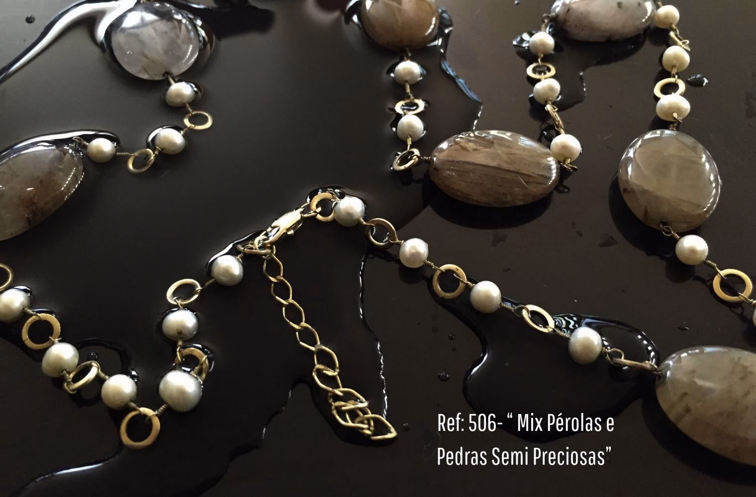 Colar Mix Pérolas e pedras semi preciosas